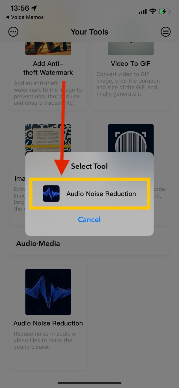 YourTools-Select Audio Noise Reduction Feature