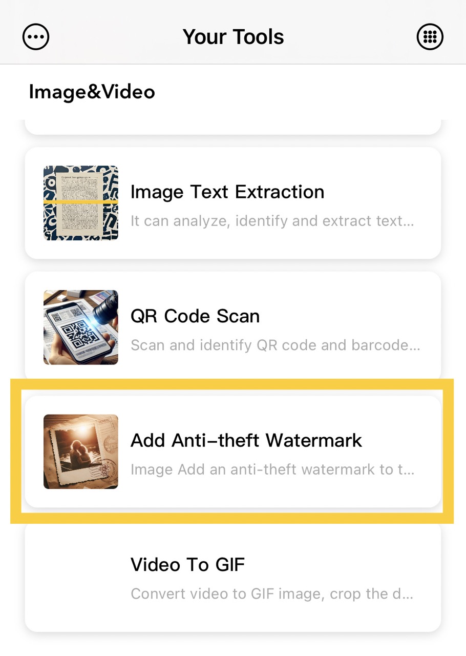 YourTools-Image Add anti-theft watermark Entrance