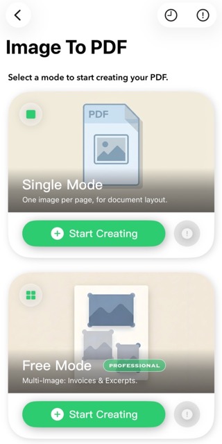 Select Single Mode or Free Mode to create a PDF