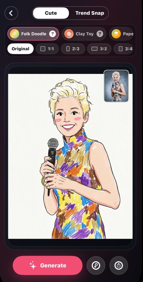 Cute Style AI portrait example