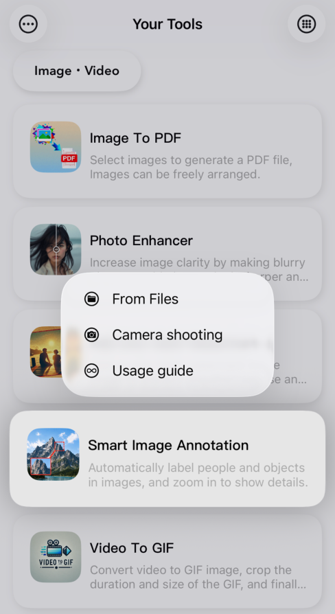 Open Smart Image Annotation from the Your Tools tool list