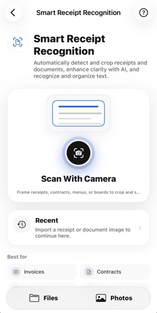Preview result with OCR, translate, organize, and AI enhance actions