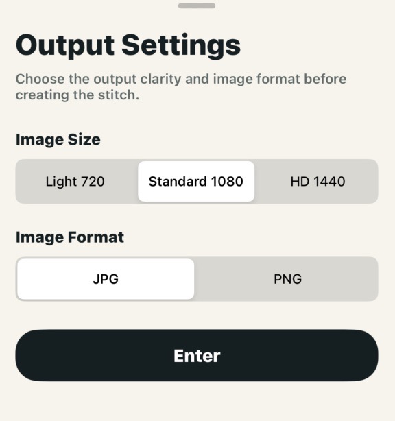 Configure stitched subtitle image output width and format