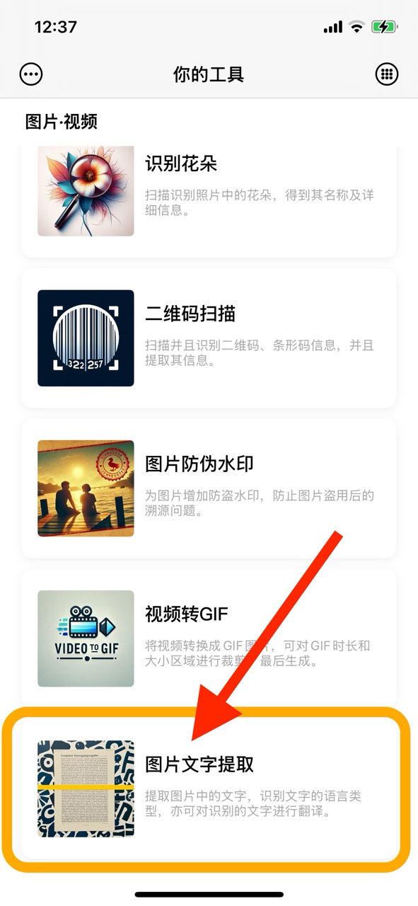 你的工具-提取媒体中的文本内容入口